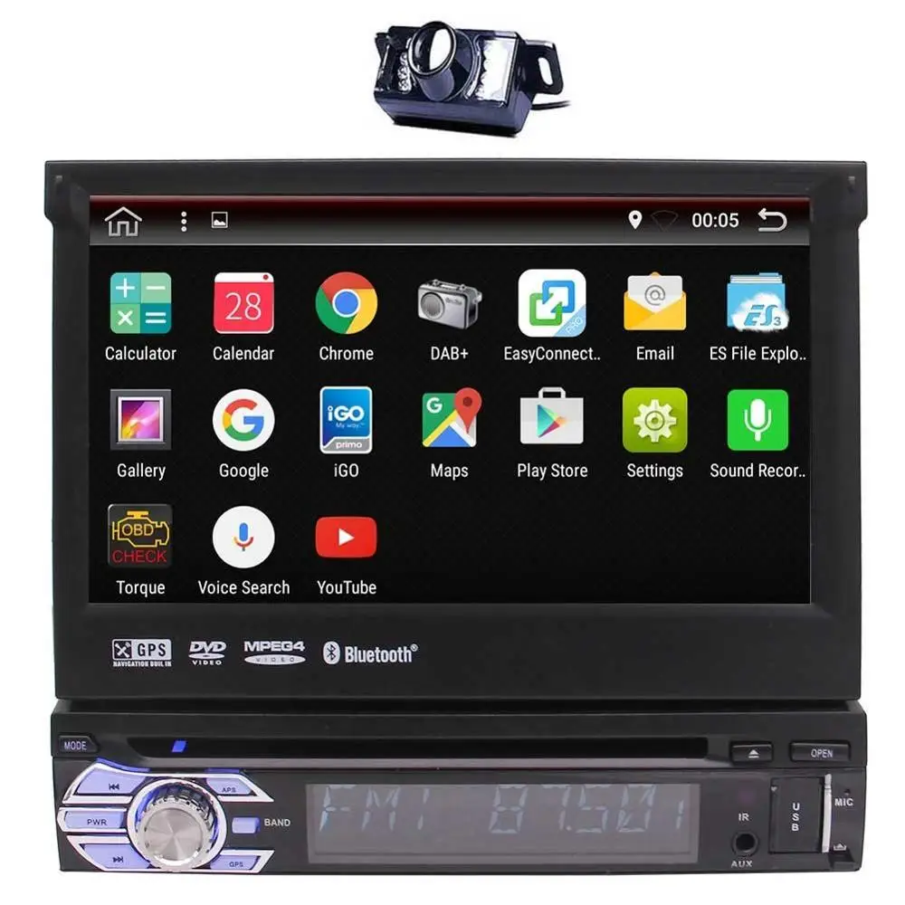 Android 6.0 Quad Core Car Stereo 1 Din 7'' Car DVD Player GPS Navigation Headunit Bluetooth 1080P Video WiFi + Reversing Camera