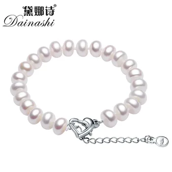 

Dainashi Classic Pearl Charm Bracelet Big Size 9-9.5mm Natural Freshwater Pearl Fine Jewelry Wedding Bridesmaid Jewelry Gift