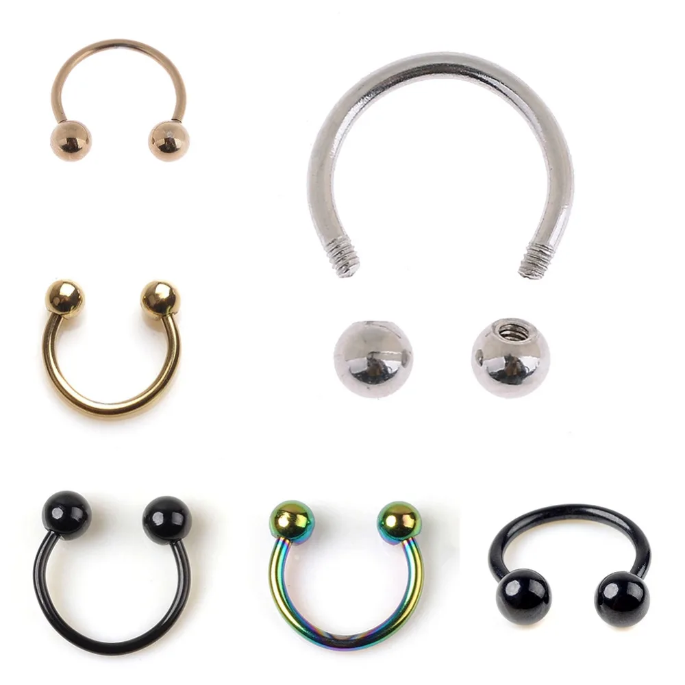1 PCStainless Steel Circular Horseshoe Ring Nose Hoops Ring And Septum