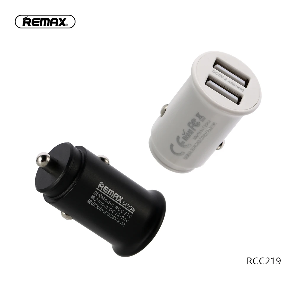 Remax мини двойной Переходник USB для зарядки в машине 5 В/2,4 A быстрое зарядное устройство для смартфонов Зарядка для iphone 7 samsung xiaomi huawei