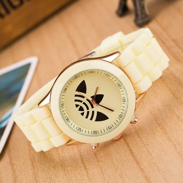 reloj mujer New Fashion Leaf grass sports Brand watch women men jelly silicone watch Hodinky quartz wrist watch kobiet zegarka - Цвет: ivory