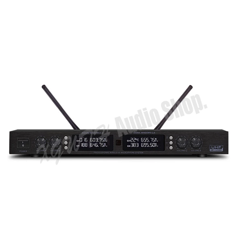 UHF اللاسلكية الرقمية ميكروفون نظام مع 4 المكثف قلبي مكبر صوت للمؤتمرات جهاز ريسيفر استقبال وإرسال مجموعة