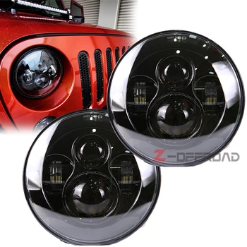 

2pcs/pair 7" Black Led Hi/Lo beam offroad driving headlight bulb replacement lamp projector lighting for Jeep Wrangler JK TJ LJ