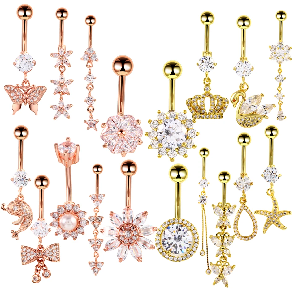 1pc Stainless Steel Navel Piercing For Women Body Jewelry Different