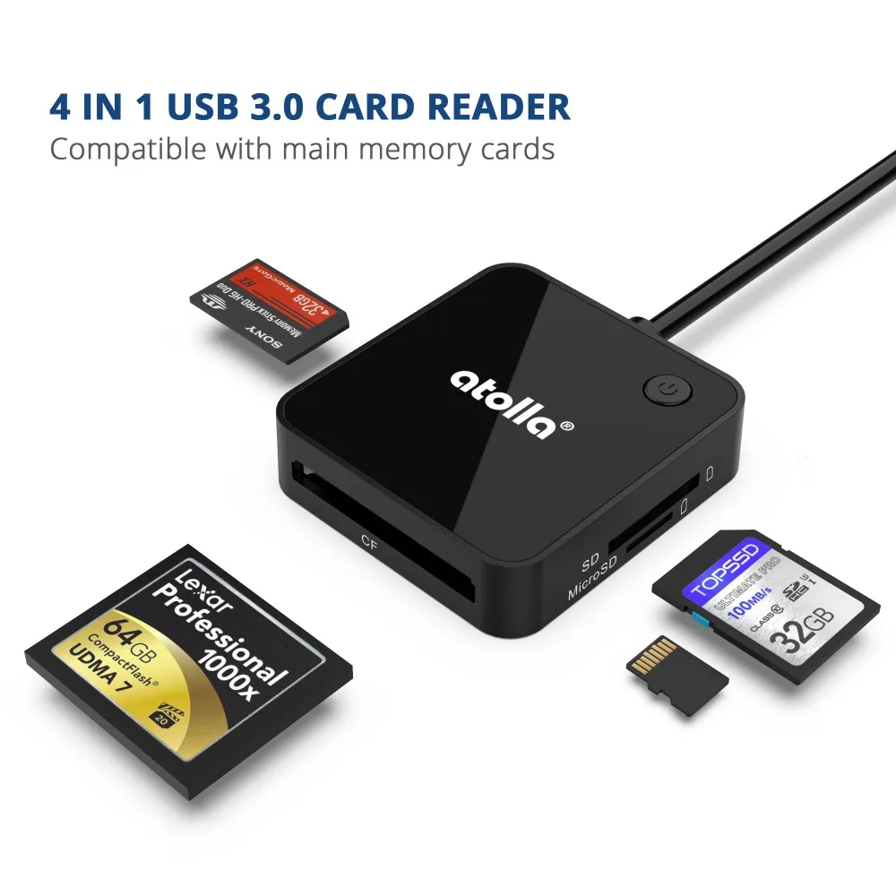 atolla SD Card Reader USB 3 0 memory card reader adapter with 4 card slots for 5