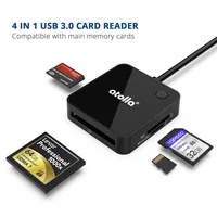 sd sdhc atolla SD Card Reader, USB 3.0 זיכרון מתאם קורא כרטיסים עם 4 חריצים לכרטיסי SD, SDHC, SDXC, TF, CF, MMC, MS ועוד (5)