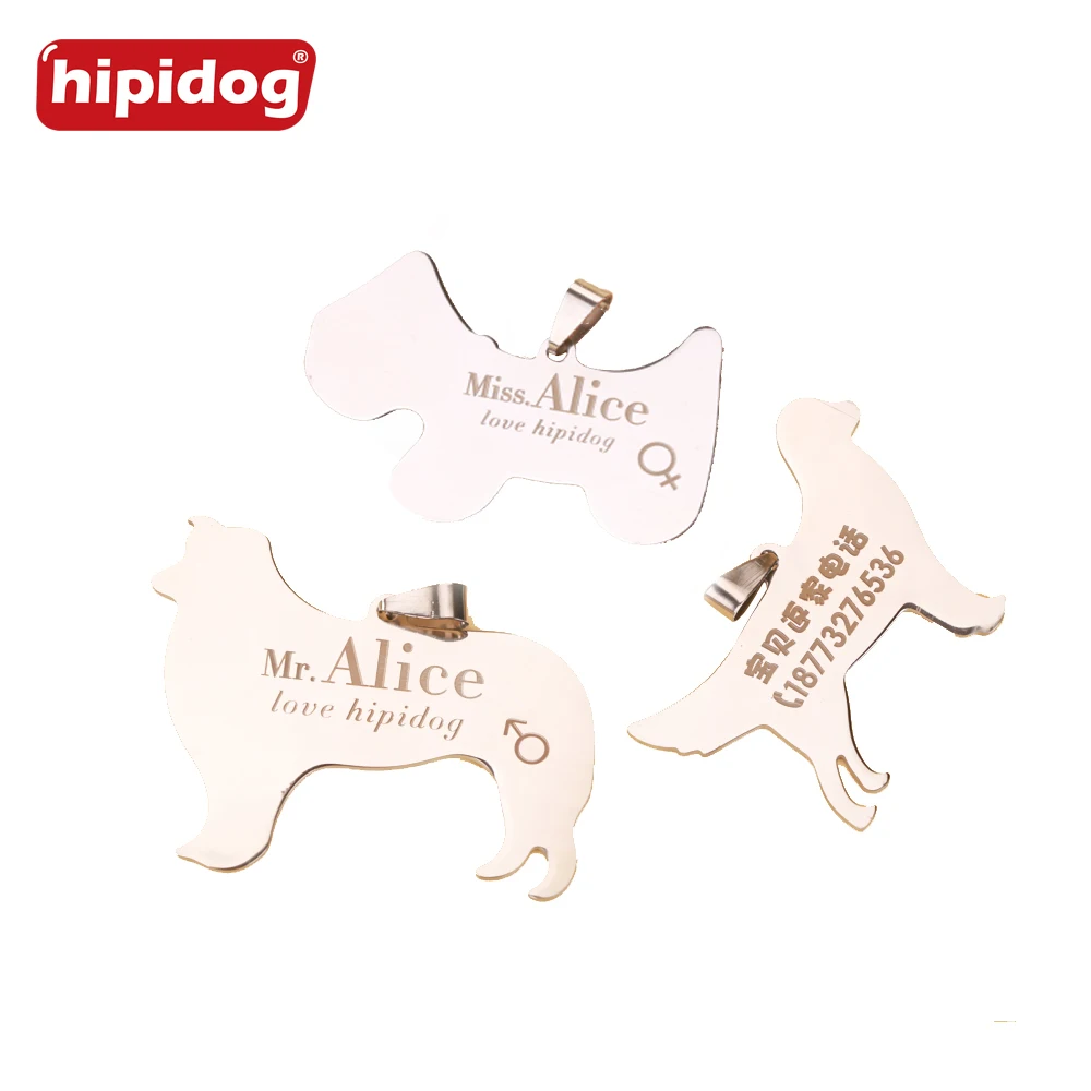 

Hipidog Free Personalized Engraving Text Dog Tag Engraved Dog Shape Tag Dog Identification Customized Name Address Telephone