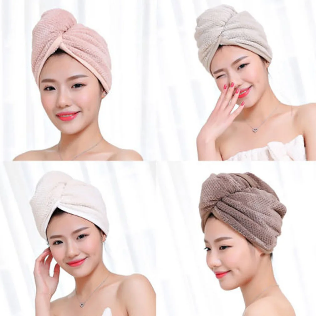 2 Turban Towels Twist Hair Quick Dry Microfiber Bath Towel Hair Wrap Cap Hat Spa 