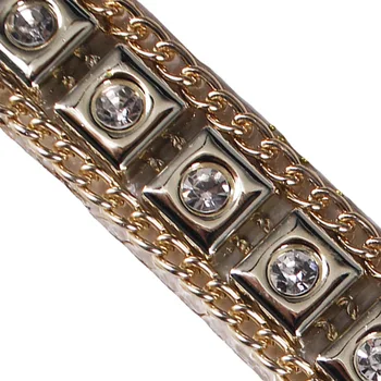 

3yard Gold Crystal Chain Hotfix Rhinestones Trim Chain Scrapbooking Iron on Applique Craft Sewing Accessories T2433