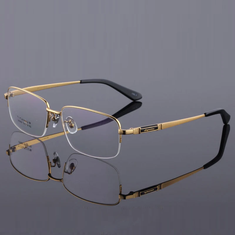 Оправа для очков из чистого титана, мужские очки, Компьютерная оптика, близорукость, прозрачные линзы, оправа для очков для мужчин, очки RS435 - Цвет оправы: RS435 C2 Gold