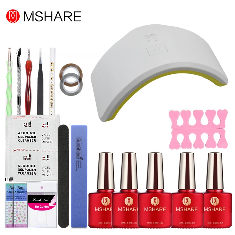 

MSHARE 39Pcs Nail Gel SUN9C Plus 18W LED Nail Lamp Dryer Soak Off Gel Nail Remover Practice Set File Nail Art Manicure Tool