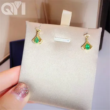 

QYI Natural stones Earrings Stud Earrings Women 18K gold Yellow Diamond Jewelry Gold For Women Gift Box Wedding