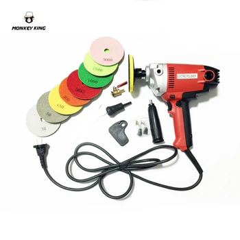 

900w Electric marble granite wet Stone Polisher grindeHand Grinder Water Mill Variable Speed w/ 7 Pcs Pad variable speed