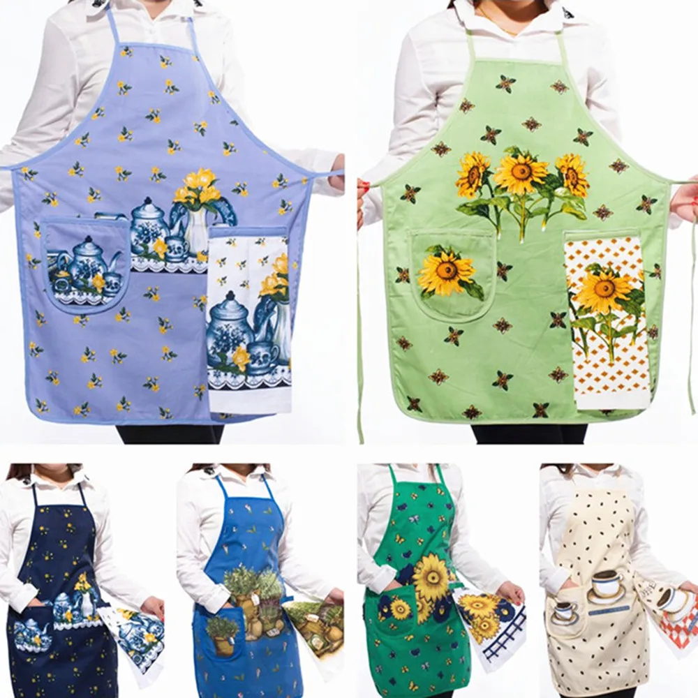 European 100 cotton sleeveless apron with hand towel kitchen apron