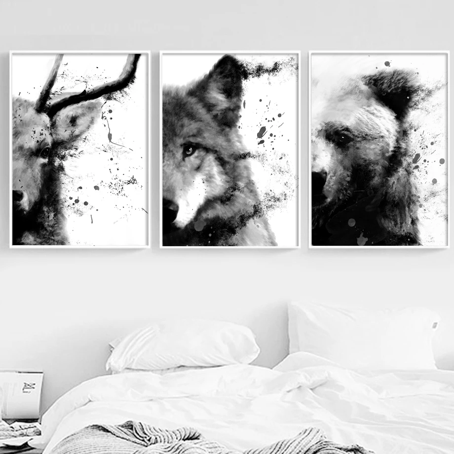 Watercolor-Deer-Wolf-Bear-Elephant-Nordic-Posters-And-Prints-Wall-Art-Canvas-Painting-Decoration-Pictures-For