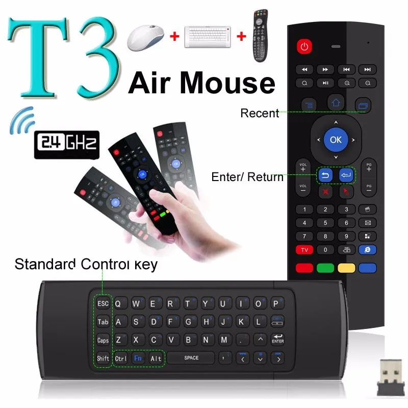 Русская T3 подсветка Mic 2,4G Fly Air mouse MX3 T3M с микрофоном мини клавиатура ИК-обучения беспроводной пульт дистанционного управления геймпад с подсветкой