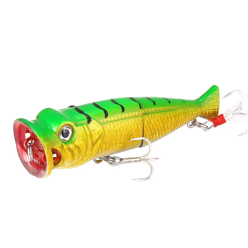 Water Surface With Feather Popper Bait Creative Artificial Bionic Lures Hard Bait Two Section Popper Blood Tank Hook jooyoo