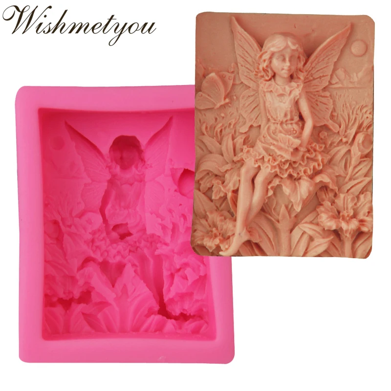 

WISHMETYOU Angel Shape Silicone Soap Mold Fondant 3D Cake Decorating Tools Moulds Chocolate Girls Handmade Diy Supplies Making