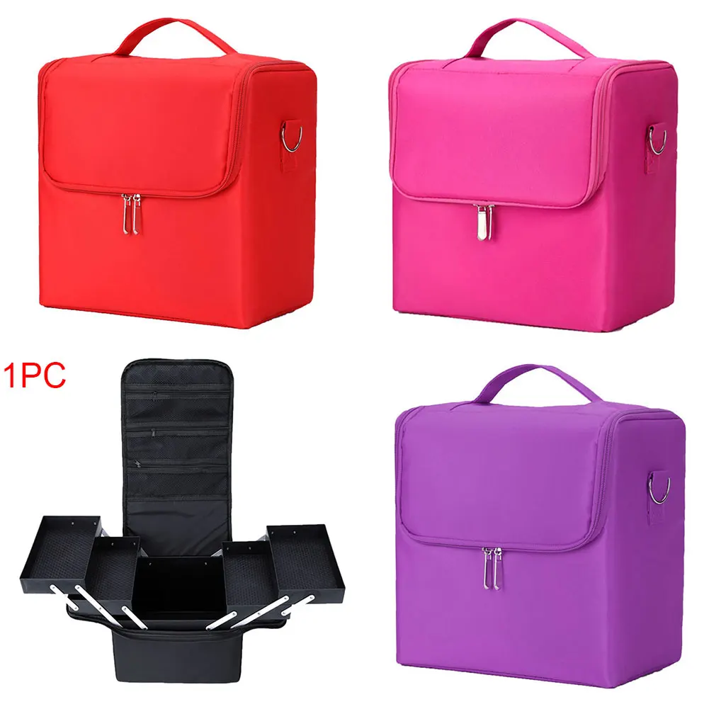 

Makeup Bag Large Capacity Professional Organizer Storage Multilayer Zipper Cosmetics With Carry Strap Vanity Case Jewellery Box
