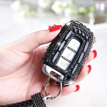 

Luxury car key case cover shell holder With keychain ring Diamond bling for Hyundai KIA K2 K5 IX35 Woman Accessories