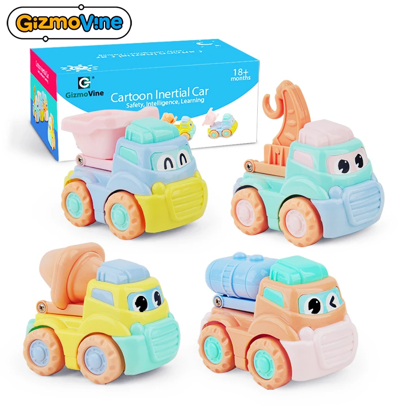 

Gizmo Vine 4pcs Push and Go friction car 4-wheel Truck and Dumper Pull Back Vehicles Friction Powered Car for Christmas Brithday