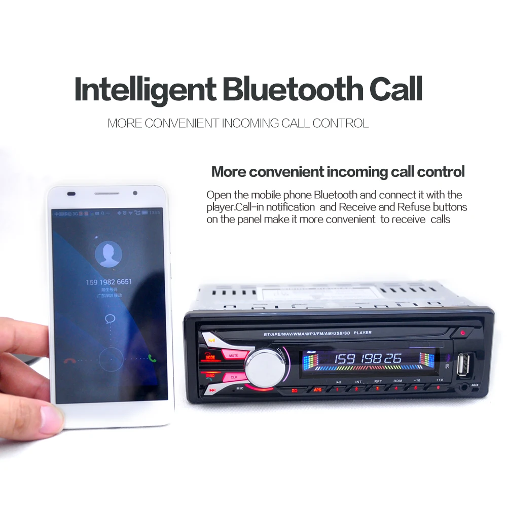 

1DIN 12V 22db Car Radio Digital Stereo FM MP3 Player Bluetooth AUX Input with Detachable Front Panel & USB Port & Remote Control