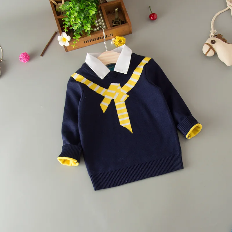 Y-16, галстук, весенние детские свитера для мальчиков, длинные рукава опрятный свитера верхняя одежда