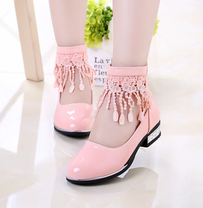 WEONEWORLD/детская кожаная обувь; Новинка года; кроссовки принцессы с кисточками для девочек; модные Chaussure Enfant Fille; размеры 27-37 - Цвет: pink