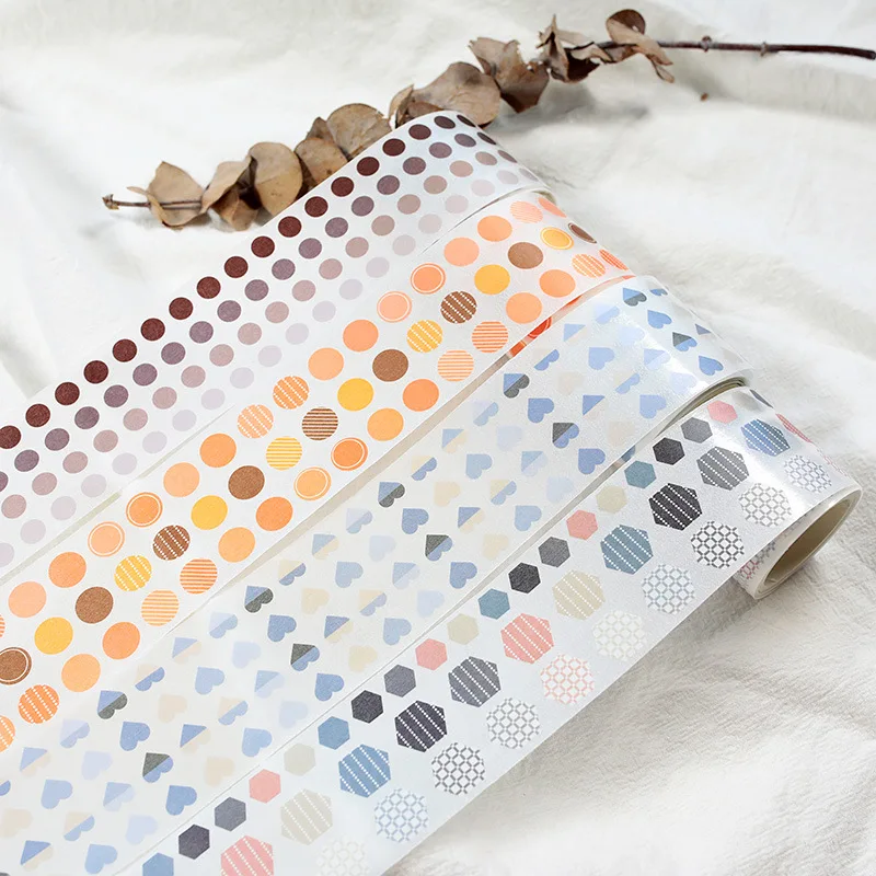 

Basic graphics color heart dots circular can be torn off stickers Decoration Washi Tape DIY Planner Scrapbooking Masking Tape