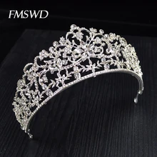 Роскошная свадебная тиара невесты в стиле барокко Серебряного и золотого цветов, короны с кристаллами и стразами, большие короны для женщин, свадебные аксессуары для волос