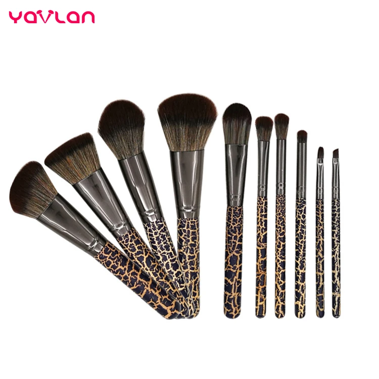 

Yavlan 10pcs Black Leopard Print Makeup Brushes Powder Foundation Eye Shadow Eyebrow Lip Blusher Eyeliner Cosmetic Beauty Brush