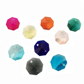 

Free Shipping 2000pcs/Lot ,10kinds Of Colors ,14mm Crystal Octagon Beads In 2 Holes For Home Decoration Accessories