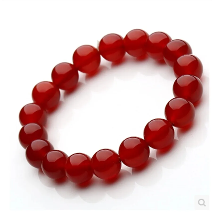 Wholesale Natural Red Bracelets Women Femme Charm Stretch Round Crystal