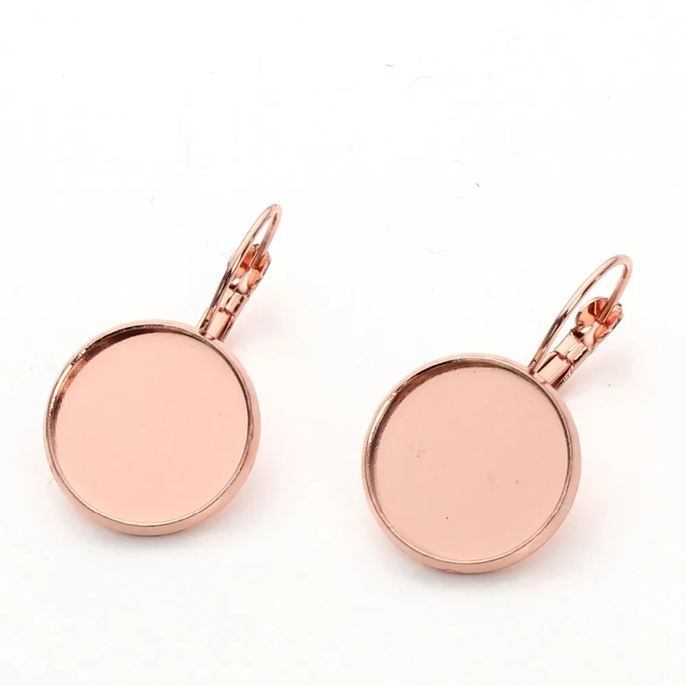 High Quality 10pcs 10/12/14/16/18/20mm Copper Brass Rose Gold Color Earring Base Findings Cabochon Cameo Setting F3323 | Украшения и