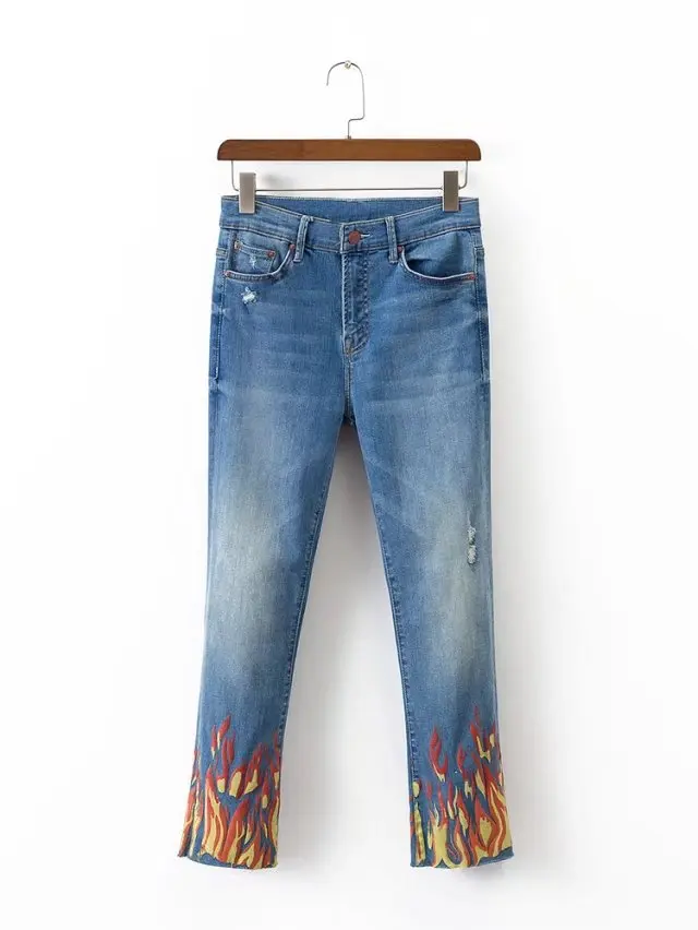 flames on bottom of jeans