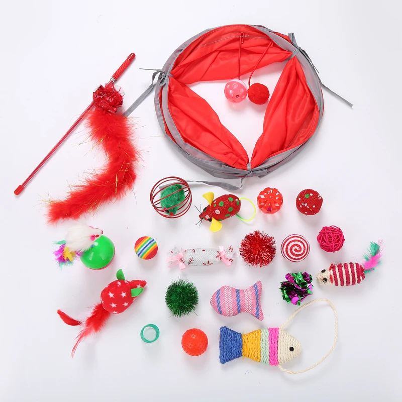20PCS/Set Sound Ball Mouse Cats Toy Funny Cat Wand Sisal Fish Ball/Cat Tunnel/Spring Interactive Scratching Feather Pet | Дом и сад