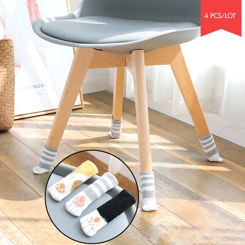 

4 PCS/Lot Cat Claw Shape Chair Leg Cover Thickened Knitting Chair Leg Sock Hardwood Floor Protectors Slient Furniture Legs Cover