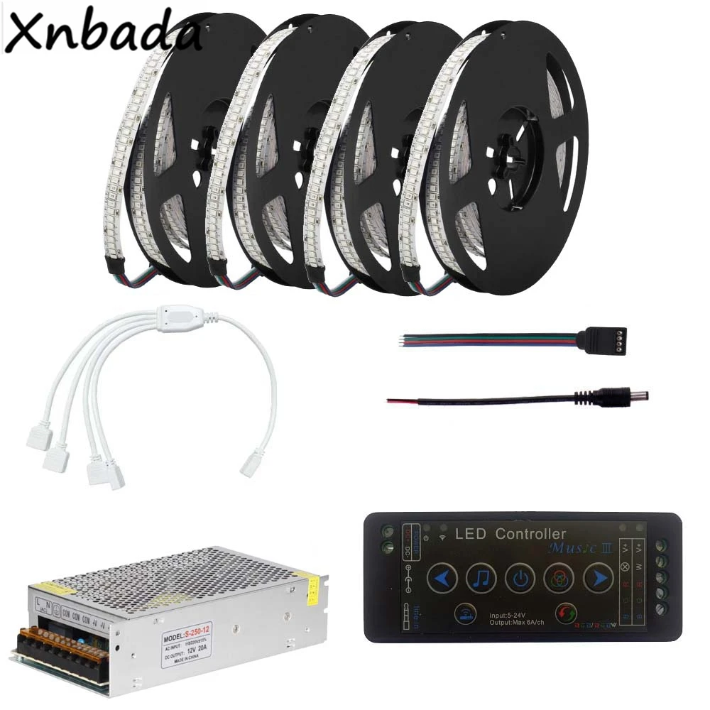 

DC12V 2835SMD 234Leds/m RGB Led Strip Light With Music 3 RGB Led Controller Power Supply Transformer Kit 5M 10M 15M 20M