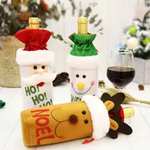 Рождественские Чехлы для бутылок вина Санта, Рождественский обеденный стол, Декор, Подарочные крышки для бутылок