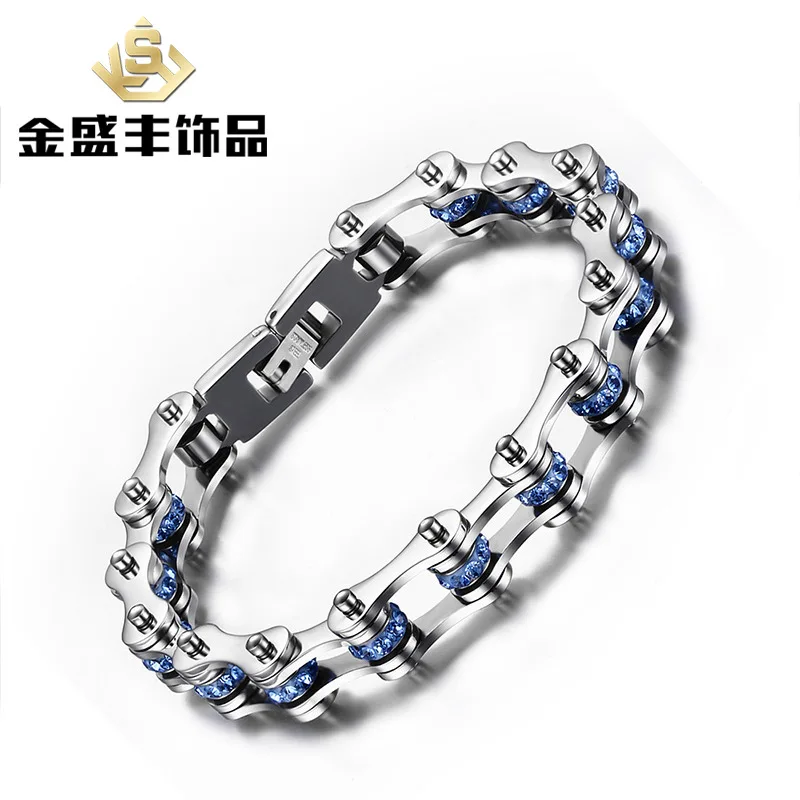 Bracelets &amp Bangles Fashion Bracelet Titanium Steel Blue Boring Machine Racing Chain Men's Singles Cycles BR-093 | Украшения и