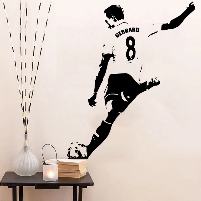 

Football Star Gerrard Silhouette Wall Sticker Student Hostel Bar Gym Football Field Decoration Sticker D80