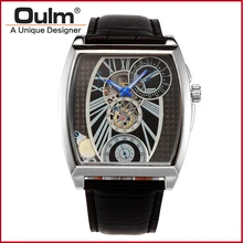 Oulm brand hotsale wholesale genuine leather wrist hand wind mechanical watch made in guangzhou