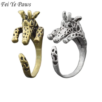 

Retro Hippie Black Crystal Eye Giraffe Ring Men Mid Finger Knuckles Animal Couple Wedding Rings For Women Men Fashion Love Ring