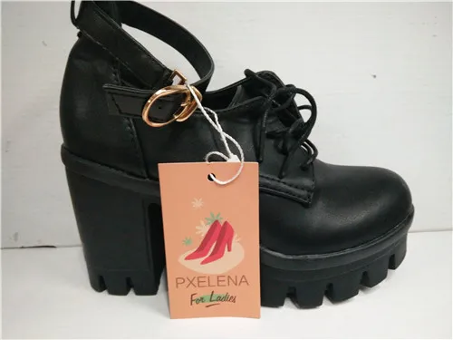 PXELENA/Женская обувь в готическом стиле, панк, размера плюс, Мэри Джейн, женская обувь с круглым носком, на шнуровке, на толстом высоком каблуке, туфли-лодочки на платформе, обувь в римском стиле