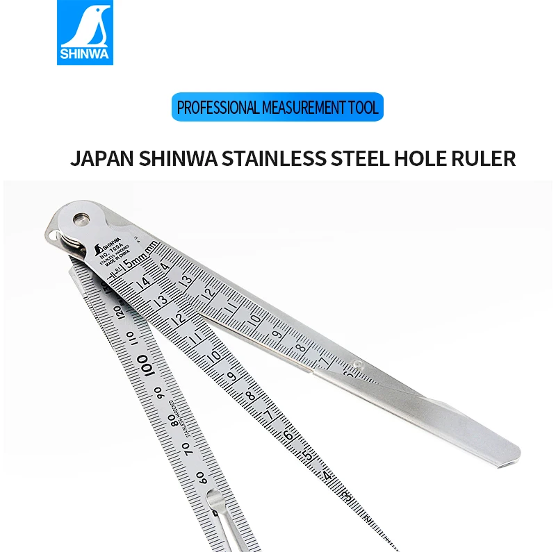 SHINWA Gap Wedge Feeler Stainless Steel hole Ruler Aperture Gauge Tapered ruler inner diameter ruler