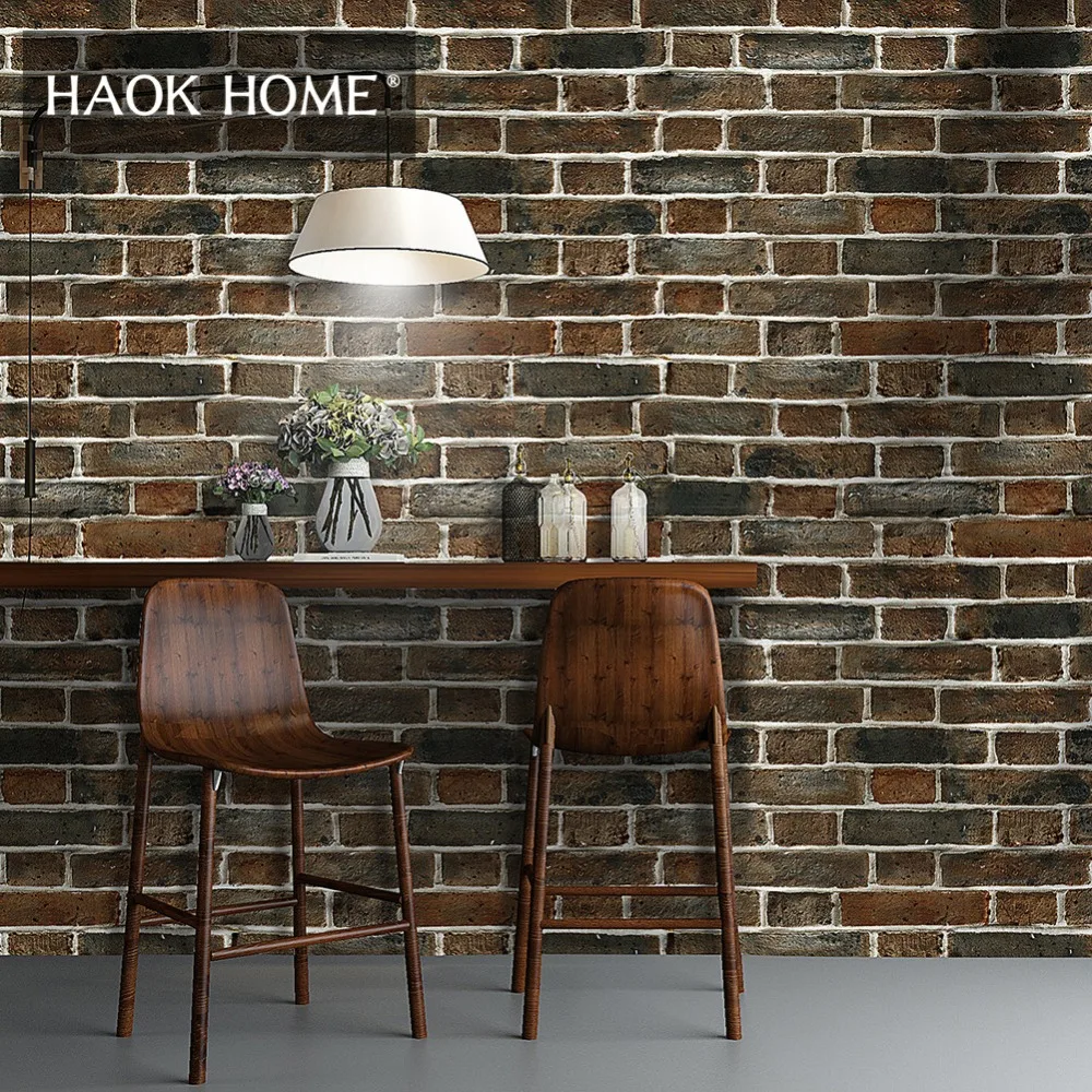 HaokHome винтажные кирпичные обои для стен 3d самоклеющиеся коричневые/черные кожуры