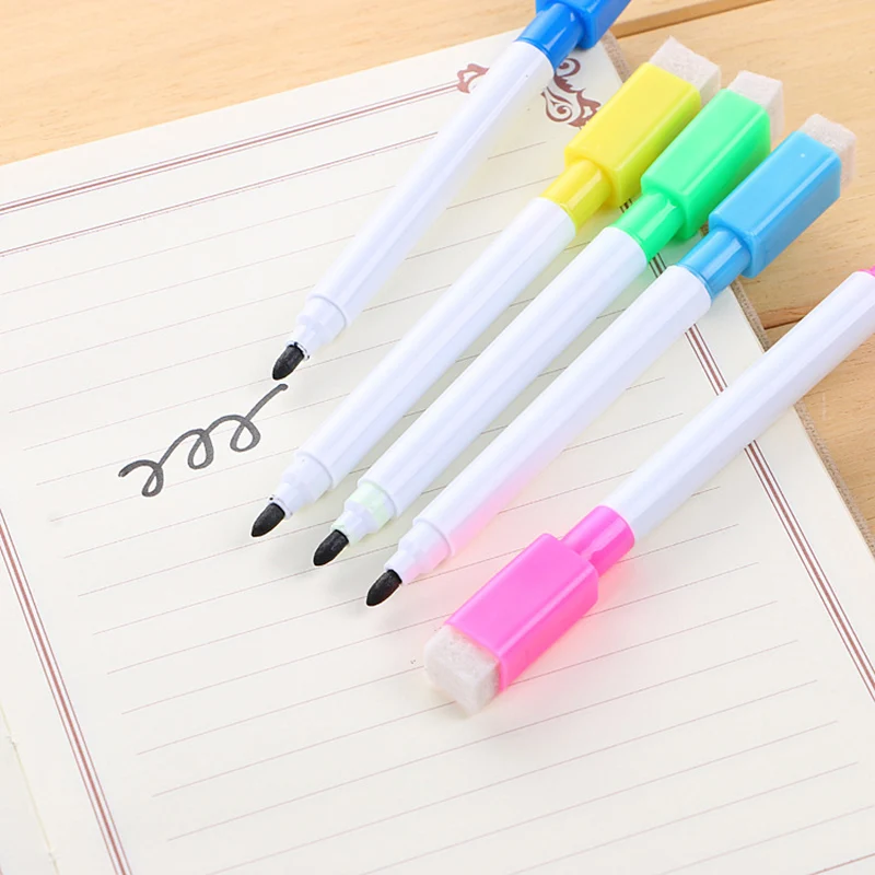 

1 PCS Colored Dry Erase Marker With Eraser Brush White Board Pen Whiteboard Blackboard Drawing Markers For Erasable White Bord