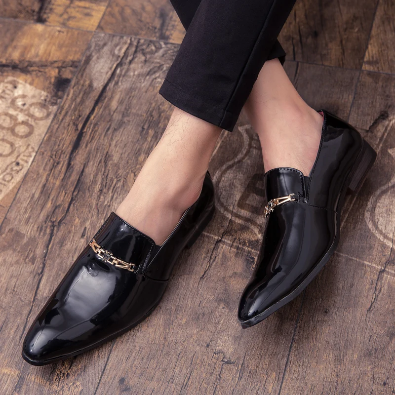 CHUQING Яркая кожаная обувь для деловых встреч нарядные туфли для мужчин из натуральной кожи
