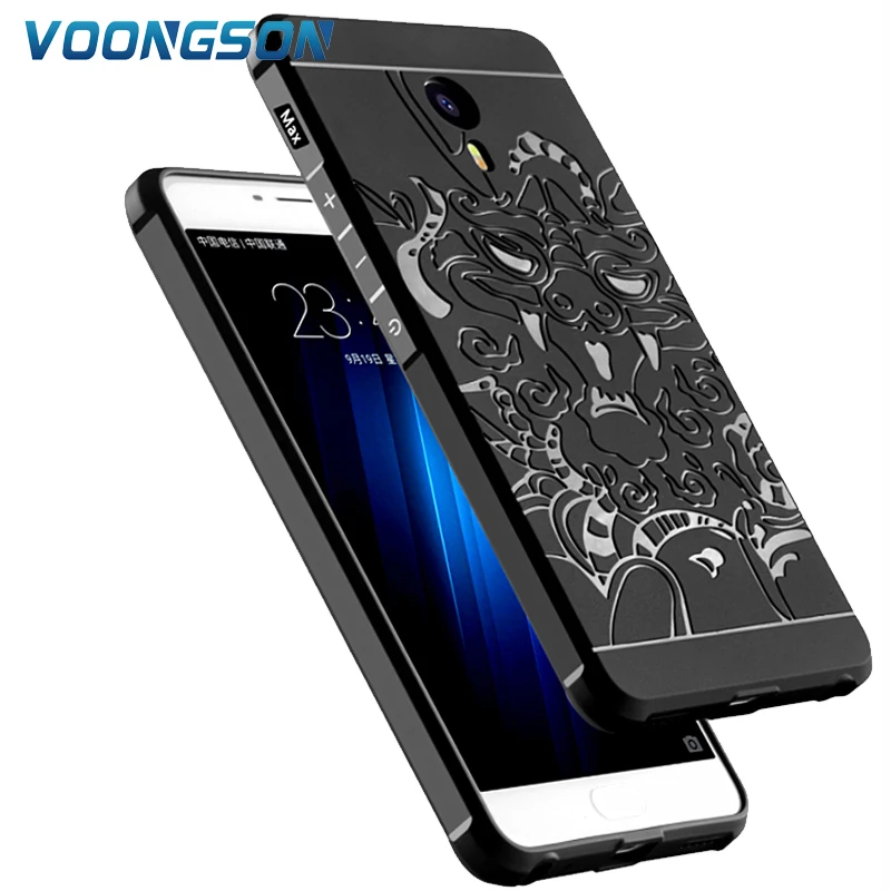 

VOONGSON For Meizu M3 Max Silicone Case Luxury 3D Carved Dragon Orginal Matte Soft Anti-knock Phone Cases Back Cover Coque Max3