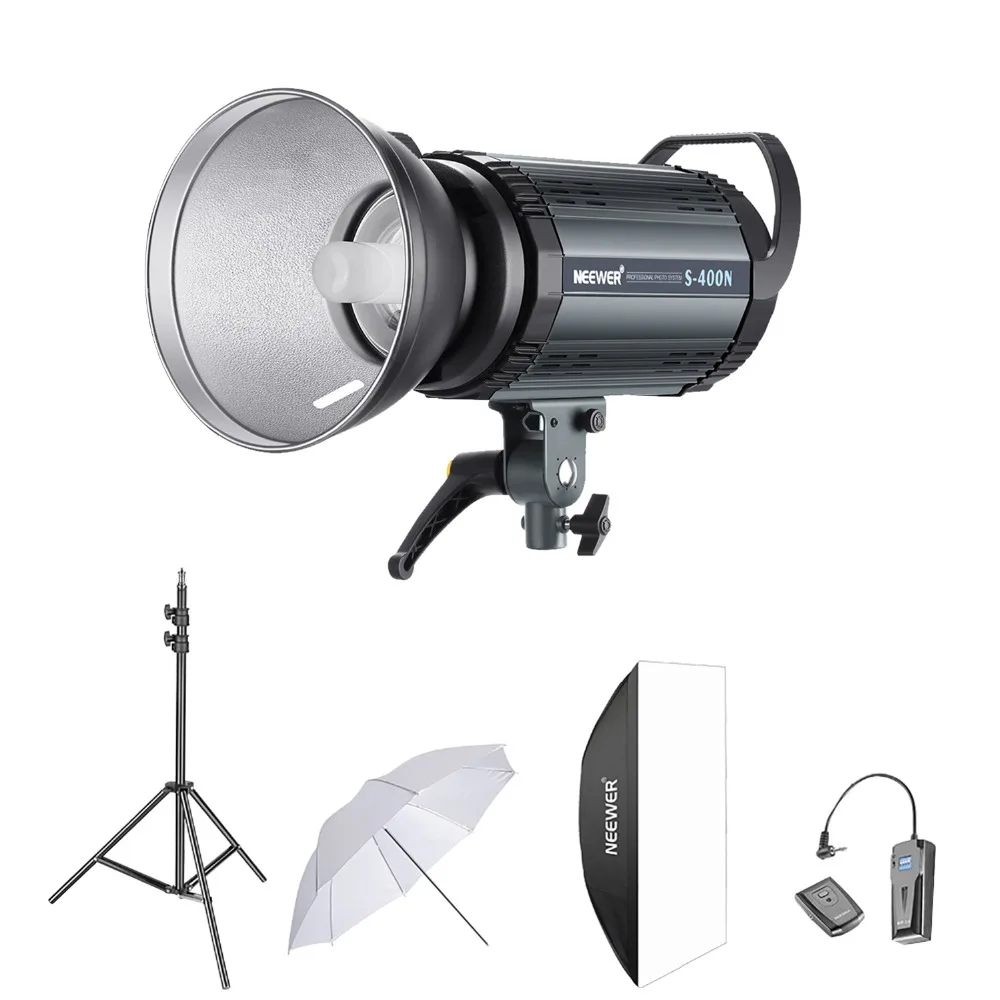 

Neewer 400W Studio Strobe Flash Photography Lighting Kit:(1)S-400N Monolight(1)Reflector Diffuser(1)Softbox(1)33Inches Umbrella